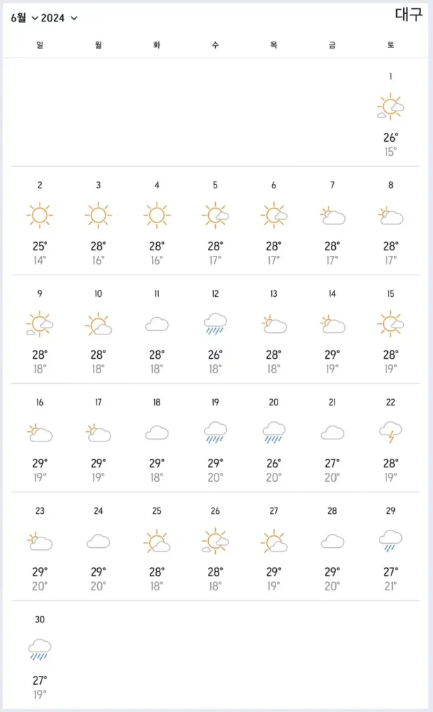 6월 대구날씨